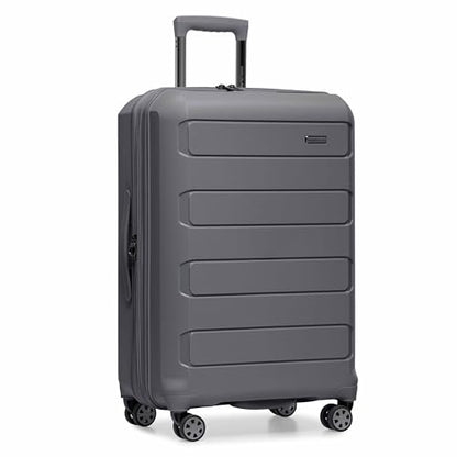 Traveler's Choice Pagosa Hardshell Expandable Luggage with Spinner Wheels, Gray, 27-Inch Medium - color: Gray, size: 27-Inch Medium