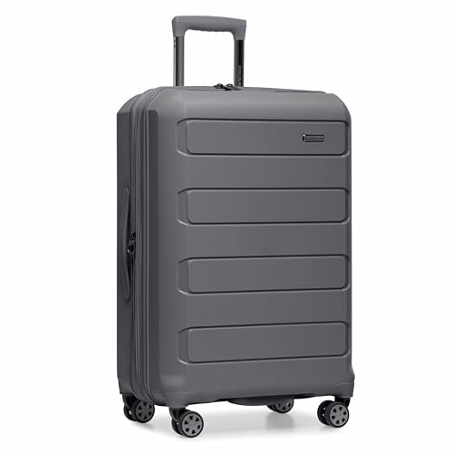 Traveler's Choice Pagosa Hardshell Expandable Luggage with Spinner Wheels, Gray, 27-Inch Medium - color: Gray, size: 27-Inch Medium