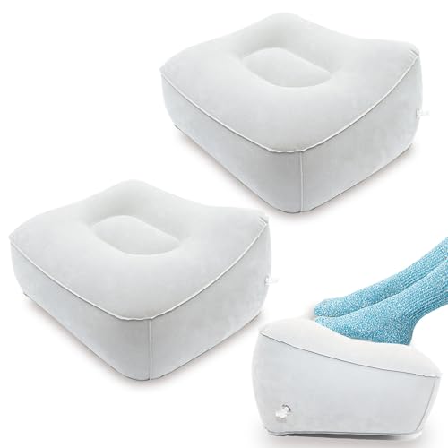 Inflatable Foot Rest, Carseat Inflatable Foot Rest Pillow, Airplanes Inflatable Foot Rest Cars, Travel Footrest Pillow for Home Office,Trains (Grey 2 Count), 14.5" L×11.8" W×7.9”H