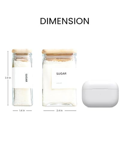 APT 1101 Glass Storage Jars with Bamboo Lid, glass canisters with airtight lids, Clear jars with lids for Spice, Cookie, Candy, Tea, Coffee Bean and Rice (White, 4oz, set of 12) - color: White