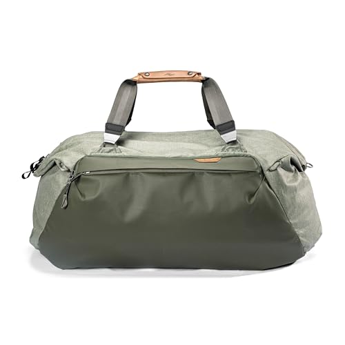 Peak Design Travel Duffel 65L, Sage, Extra-Wide Single Zip Access, Weatherproof Shell, 4 External Pockets, Fits Packing Cubes & Camera Cubes, Ideal for Longer Trips, Versatile Duffel Bag for Travel - color: Sage, size: 65L