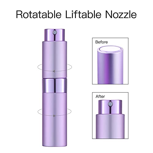 LISAPACK 8ML Atomizer Perfume Spray Bottle for Travel, Empty Refillable Cologne Dispenser, Portable Sprayer (Purple) - color: Purple