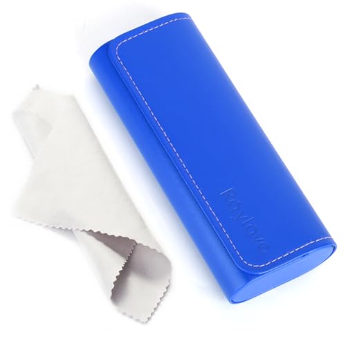 RayLove Hard Shell Glasses Case, Lightweight Leather Eyeglass Case, Travel-Friendly Sunglasses Protector for Men & Women - color: Blue