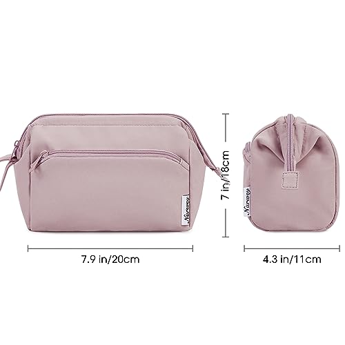 Narwey Large Makeup Bag Women Wide-open Make up Bag Travel Cosmetic Bag Organizer Toiletry Bag for Cosmetics Toiletries Accessories (Dusty Rose) - color: Dusty Rose
