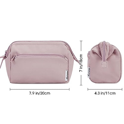 Narwey Large Makeup Bag Women Wide-open Make up Bag Travel Cosmetic Bag Organizer Toiletry Bag for Cosmetics Toiletries Accessories (Dusty Rose) - color: Dusty Rose