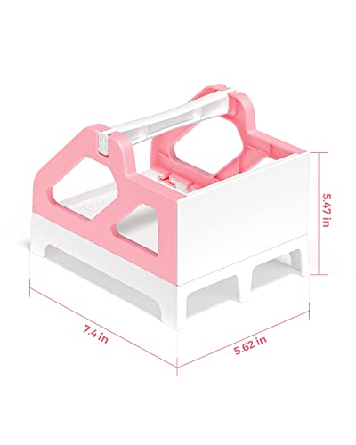 MUNBYN Label Holder for Rolls and Fan-Fold Labels, Thermal Sticker Roll Holder for Desktop Thermal Printer Shipping Supplies Industrial Paper, Pink - color: Pink and White