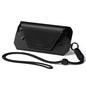 VULKIT Portable Leather Eye Glasses Case for Women & Men, Slim Sunglass Case, Unisex Eyeglass Case - color: Black With Lanyard