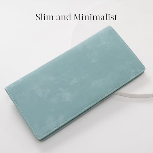 Bveyzi Ultra Slim Thin Leather RFID Blocking Credit Card Holder Bifold Clutch Wallets for Women - color: Purist blue