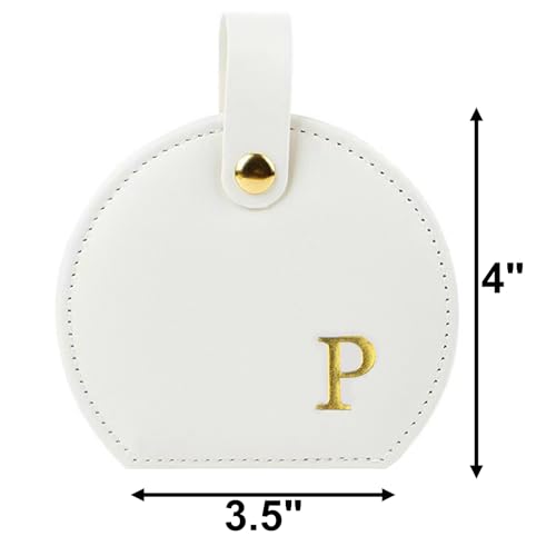Travel Jewelry Case,Personalized Jewelry Box,Elegant Half-Moon Design with Personalized Golden Initial Case,Personalized Gifts for Women,Jewelry organizer;Personalized Gifts for Women or Friends(P) - style: P
