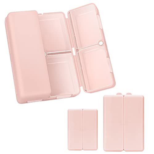 FYY 2 Pcs Daily Pill Organizer, 7 Compartments Portable Pill Case Travel Pill Organizer,[Folding Design] Pill Box for Purse Pocket to Hold Vitamins,Cod Liver Oil,Supplements and Medication-Pink - color: Pink, size: Large (1 Piece), Small (1 Piece)