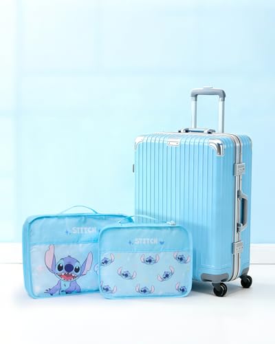 MINISO Disney Stitch Compression Packing Cubes for Travel, 2 Pack Lightweight Suitcase Organizer Bags Set Carry On Luggage, Waterproof Space Saver Storage Bags for Organizing Clothes Travel Essentials