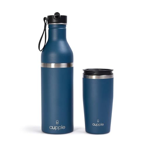 Tumbler, Stainless Steel 2-in-1 Travel Coffee Mug & Water Bottle, Leak Proof Insulated Cup for Hot & Cold Drinks, BPA Free, Fits Most Cup Holders (Midnight Blue) - color: Midnight Blue
