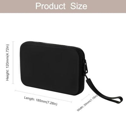Small Silicone Multifunctional Essential Bag Portable Travel Makeup Bag for Women Men Cards Cash Bag Zipper Pouch (Black) - color: Black
