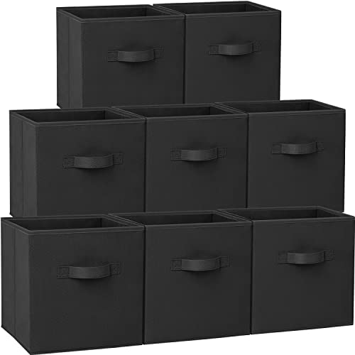 Criusia Large Storage Cubes - 13 Inch Heavy Duty Fabric Storage Bins for Shelves Closet, Cube Organizer - 8 Pack Collapsible Cube Storage Bins Baskets for Organizing Clothes Blankets Toys (Black) - color: Black, size: Large -13 inches