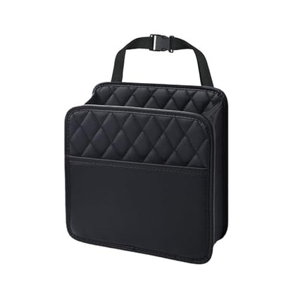Foldable Car Seat Back Organizer, Large Capacity Hanging Car Backseat Storage Bag with Cup Holders, PU Leather Waterproof Car Trash Bag Can, Car Travel Accessories for Most Vehicles (1PC) - size: 1PC