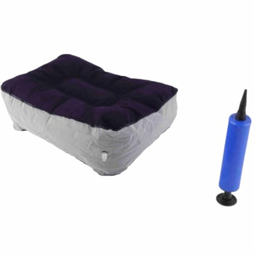 Footrest with Air Pump - Soft Flocking Adjustable Height Leg Support Cushion for Travel, Office & Home Use,37x30x16cm/14.57x11.81x6.30in(Purple＋Grey) - color: Purple＋grey