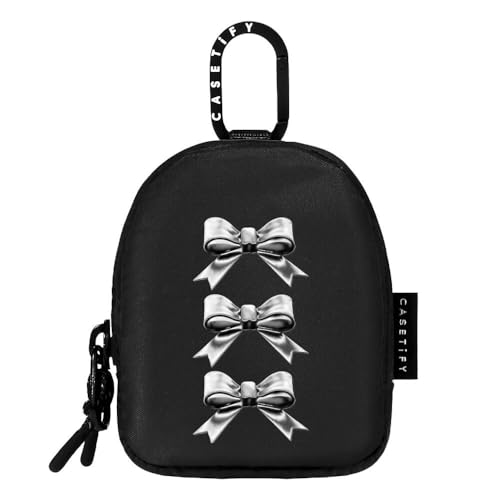 CASETiFY Earbuds Pouch - Chrome Bows - Black - color: Chrome Bows