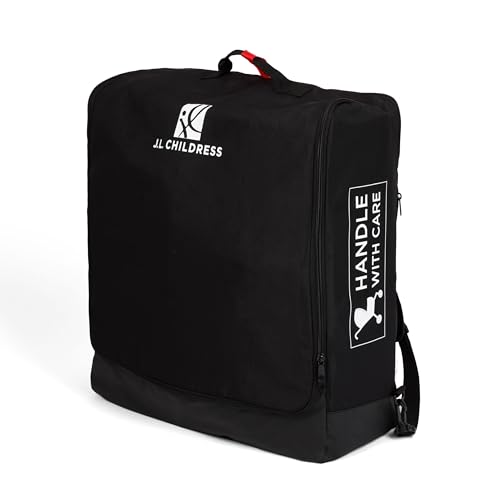 J.L. Childress Compact Travel Stroller Bag for Airplane - Fits Most Compact-Fold Single Baby Strollers, Compatible with UPPAbaby MINU, GB Pockit, Nuna TRVL & More, AirTag Compatible - Black - style: Unpadded