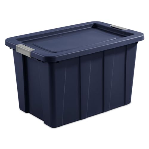 Sterilite 4-Pack Storage Bins with Lids, Heavy Duty Totes, Tuff1, 30 Gallon, Dark Indigo - color: Dark Indigo, size: 30 Gallon (4 Pack)