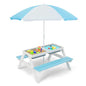 HONEY JOY Kids Picnic Table, 4 in 1 Cedar Wooden Sand & Water Table w/ 2 Removable Box & Umbrella, Kids Picnic Tables for Outdoors Backyard Garden, Toddler Patio Furniture Set for Boys Girls(Blue) - color: Blue