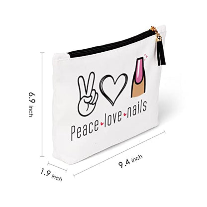 Nail Tech Boss Gifts Cosmetic Bag, Peace Love Nail Makeup Bag, Nail Artist Beautician Gifts for Women Girls Daughter Sisters Coworker Best Friend Friendship Graduation BirthdayTechnician - color: PeaceLoveNail