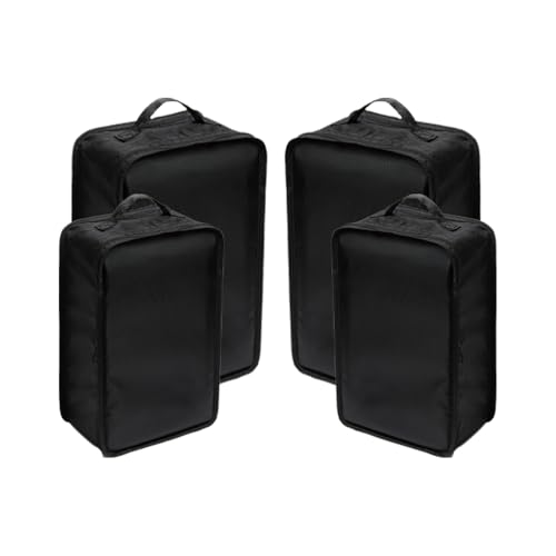 Travel Shoe Bags, Foldable Waterproof Shoe Pouches Organizer-Double Layer (2+2 Black Shoe Bags) - color: Black, size: 2+2 Packs