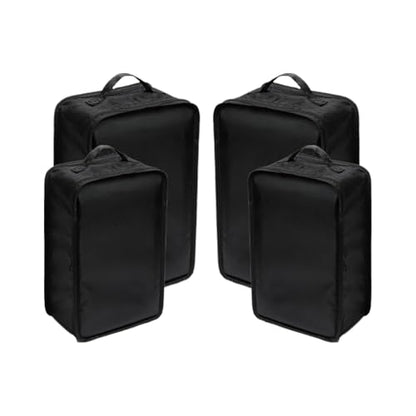 Travel Shoe Bags, Foldable Waterproof Shoe Pouches Organizer-Double Layer (2+2 Black Shoe Bags) - color: Black, size: 2+2 Packs