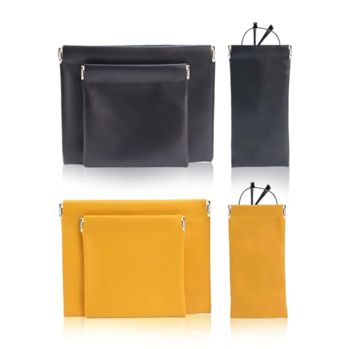 Small Makeup Bag for Purse, Pencil Case, Mini Cosmetic Bags for Women, Coin Purse Organizer, Lipstick Cosmetic Accessories Organizer, Small Travel Kit Storage Pouch (6P-(Black+Yellow)) - color: 6P-(Black+Yellow)