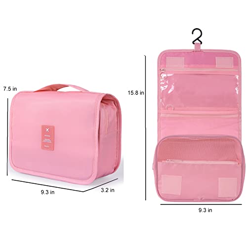 Hanging Travel Toiletry Bag for Women, Hanging Toiletry Bag with Multi-Pockets, Toiletry Bag for Traveling Easy Clean, Travel Organizer Pink - color: PInk