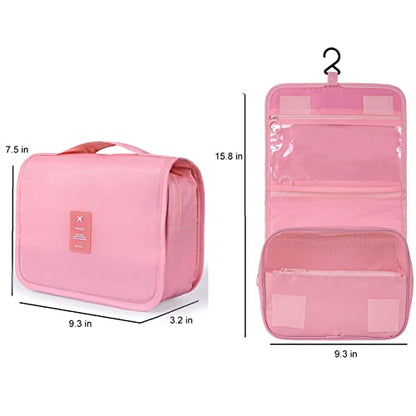 Hanging Travel Toiletry Bag for Women, Hanging Toiletry Bag with Multi-Pockets, Toiletry Bag for Traveling Easy Clean, Travel Organizer Pink - color: PInk