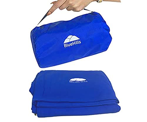 BlueHills Ultra Compact Travel Blanket Pillow in Portable Bag Case Premium Cozy Soft Compact Pack Large Blanket for Airplane Flight Layover Blue - Royal C005 - color: C005-royal