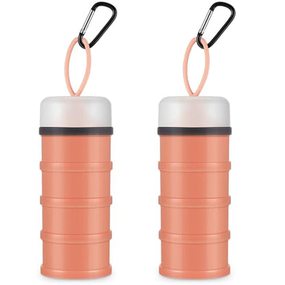 Baderke 2 Pcs Protein Powder Container with Funnels Stand, 4 Stackable Leakproof Protein Powder Dispenser, Portable Keychain Powder Container for Workout, Fitness, Travel - color: Pink