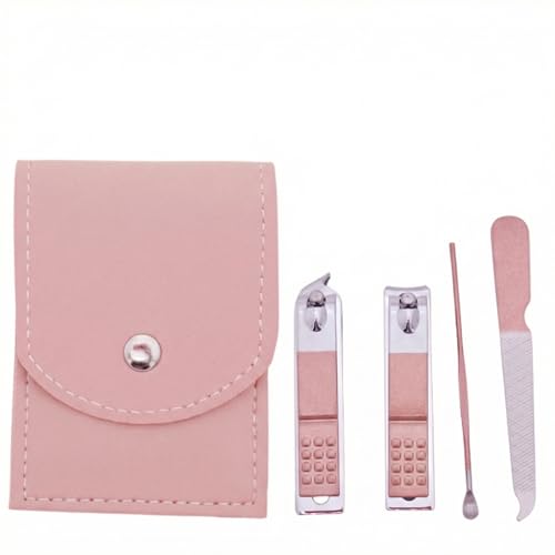 Nail Clippers for Women, 4pcs Rose Gold Professional Stainless Steel Nail Clipper Set with Portable Mini Nail Care Tools for Daily Fingernail Grooming and Travel Manicure Set