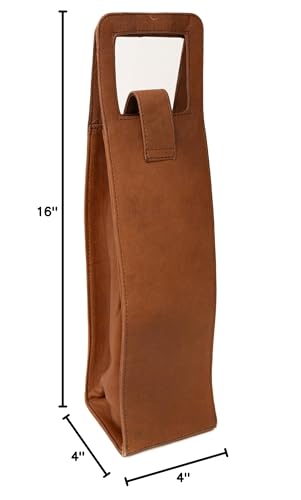 Premium Collection Single Bottle Wine Tote, Brown | Genuine Leather, Elegant & Durable, Secure Locking Strap, Sophisticated Gift for Wine Enthusiasts - color: Brown