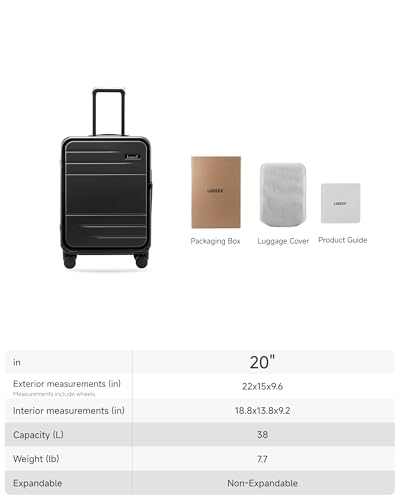 LUGGEX Carry On Luggage Top Opening, FLA Aluminum Frame Trunk Style Luggage, Polycarbonate Hard Shell Suitcase (FX-Enhance, Charcoal Metallic, 20 Inch, 38L) - color: Black