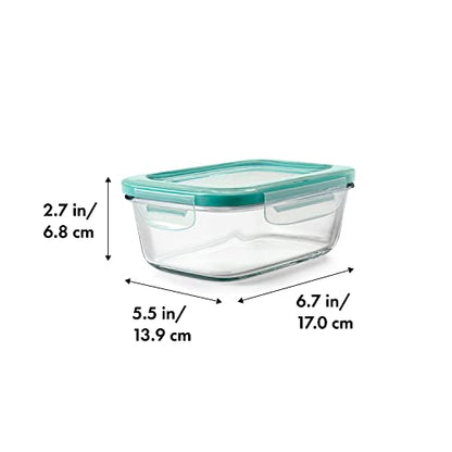 OXO Good Grips 3.5 Cup Smart Seal Glass Rectangle Food Storage Container, Clear (Pack of 2) - size: 3.5 Cup (Pack of 2), style: Glass