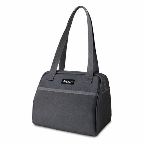 PackIt(R) Freezable Hampton Lunch Bag, City Charcoal, Built with EcoFreeze(R) Technology, Collapsible, Reusable, Zip Closure with Front Pocket and Shoulder Straps, Designed for Fresh Office Lunches - color: City Charcoal