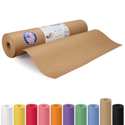 IDL Packaging 18" x 1800" (150 feet) - Brown Kraft Paper Roll - 50lb Thickness - Heavy-Duty Paper for Packing, Moving, Shipping, Crafts - 100% Recyclable Natural Kraft Wrapping Paper - color: Brown, size: 18"x150' (#50 thick)