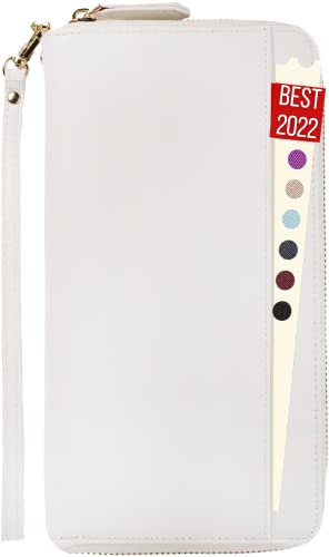 Travel Document Organizer - RFID Passport Wallet Case Family Holder Id Wristlet - color: Family White