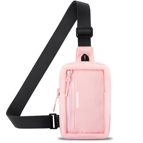 Small Sling Bag for Women Men Chest Bag Water Resistance Mini Crossbody Bag Adjustable Strap Lightweight Shoulder Bag - color: 04-pink