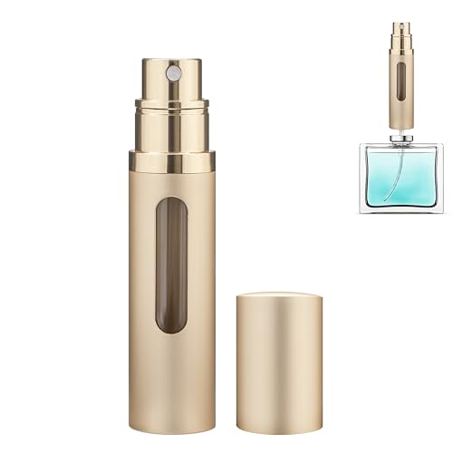 Refillable Perfume Atomizer Travel Bottle 5ml Leakproof Luxury Travel Perfume Refillable Bottle, Portable Perfume Atomizer (Gold) - color: Gold