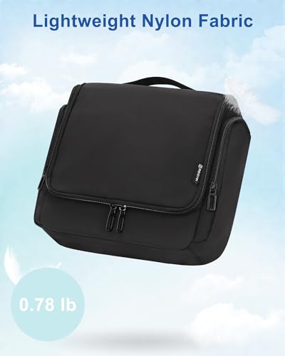 Relavel Hanging Toiletry Bag for Men and Women, Travel Toiletries Bag Water-resistant Large Makeup Cosmetic Organizer Storage, Shaving Dopp Kit Shower Bathroom Hygiene Bags, Carry-on Travel Essentials - color: Black