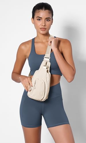 ODODOS Sling Bag with Adjustable Straps Crossbody Chest Bag Lightweight Backpack for Casual Traveling Hiking - color: Ivory