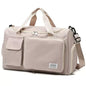 New men's and women's splash proof sports hand travel fitness shopping weekend camping overnight bags. (beige) - color: beige