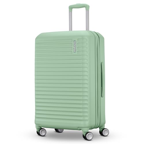 American Tourister Stratum 3.0 Medium 24-Inch Spinner, Airline Approved, Durable Hardside Luggage, Expands 1.5", RightHeight™ Adjustable Handle, Surrel Green - color: Surreal Green, size: Medium - Checked