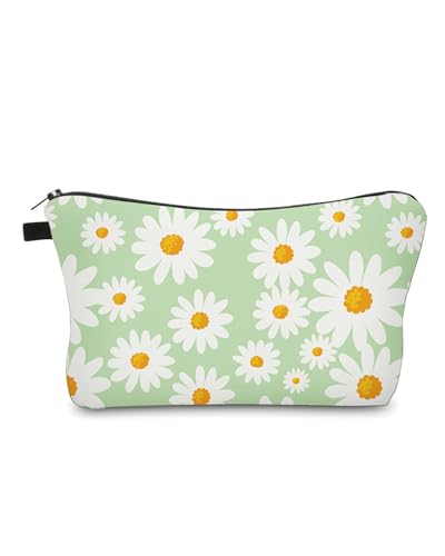 Cute Travel Makeup Bag Cosmetic Bag Small Pouch Gift for Women (Daisy Sage Green) - color: Daisy Sage Green