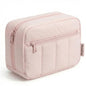 Noozion Makeup Bag Travel Toiletry Bag, Puffy Padded Cosmetic Bag for Women, Makeup Organizer Case, Wide-open Pouch Purse, Travel Essentials - color: Darkpink