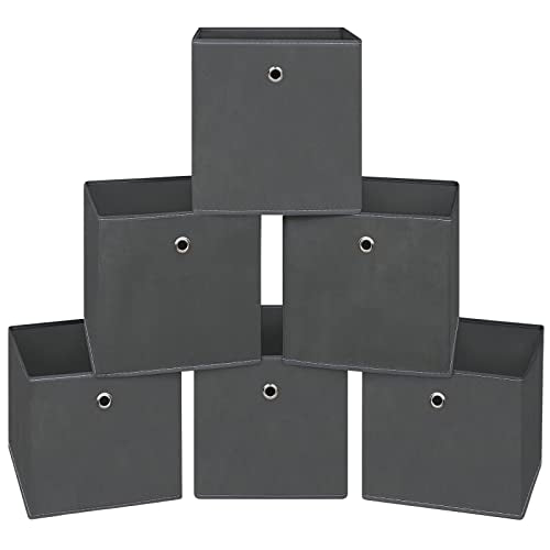 Foldable Storage Cubes Bins ,11 Inch Cloth Storage Cube Fabric Storage Box Cubes Organizer Baskets with Dual Handles for Home Organizer Set of 6 (Grey) - color: Grey, size: 6 Pack