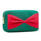Small Nylon Toiletry Kit Bag for Travelling Women Fashion Cosmetic Pouch Cute Makeup Bag with Bow (M,Green-Bow) - color: Green-Bow, size: M