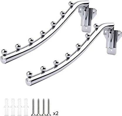 2 PCS Wall Mount Laundry Hanger Dryer Rack, Wall Mounted Folding Clothes Rack, Stainless Steel Drying Rack with Swing Arm Holder Clothes Hanging Rail Rod Garment Hooks Space Saver Closet Organizer - size: 7 HOOKS x 2